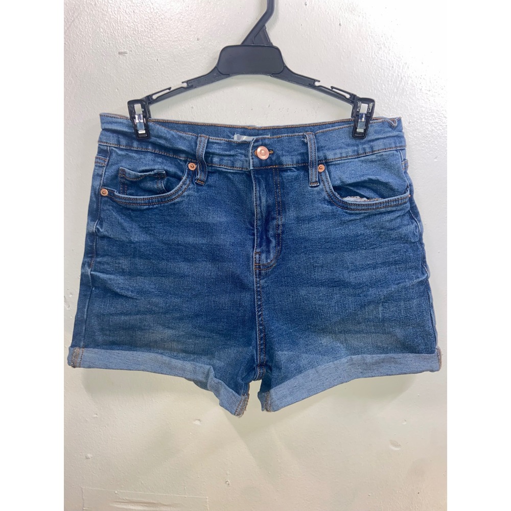Just Be Classic Y2K Coastal Capsule Denim Cuffed Jean Shorts High Rise Stretch